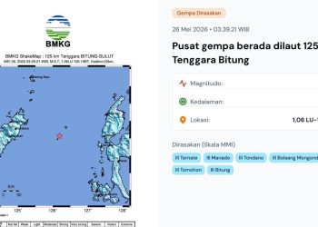 Empat Kali Gempa Mengguncang Indonesia pada 26 Mei 2026 menurut BMKG